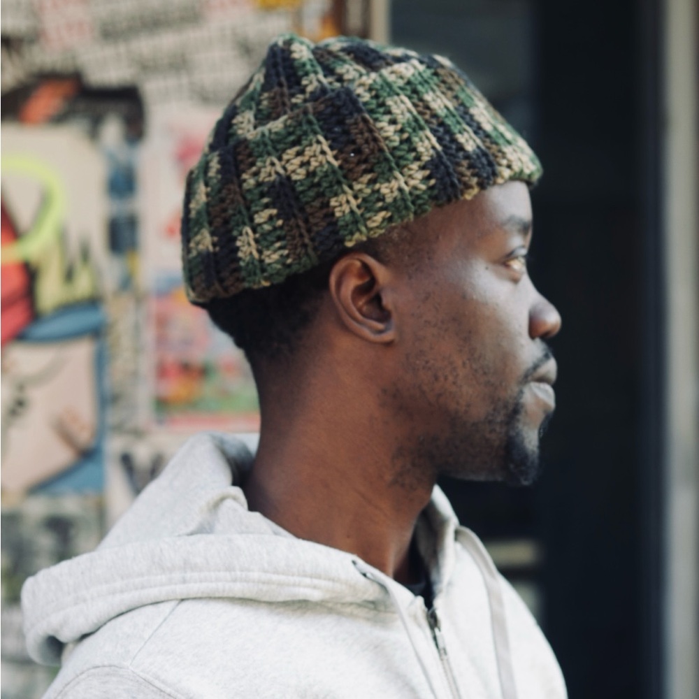 Camouflage crochet beanie